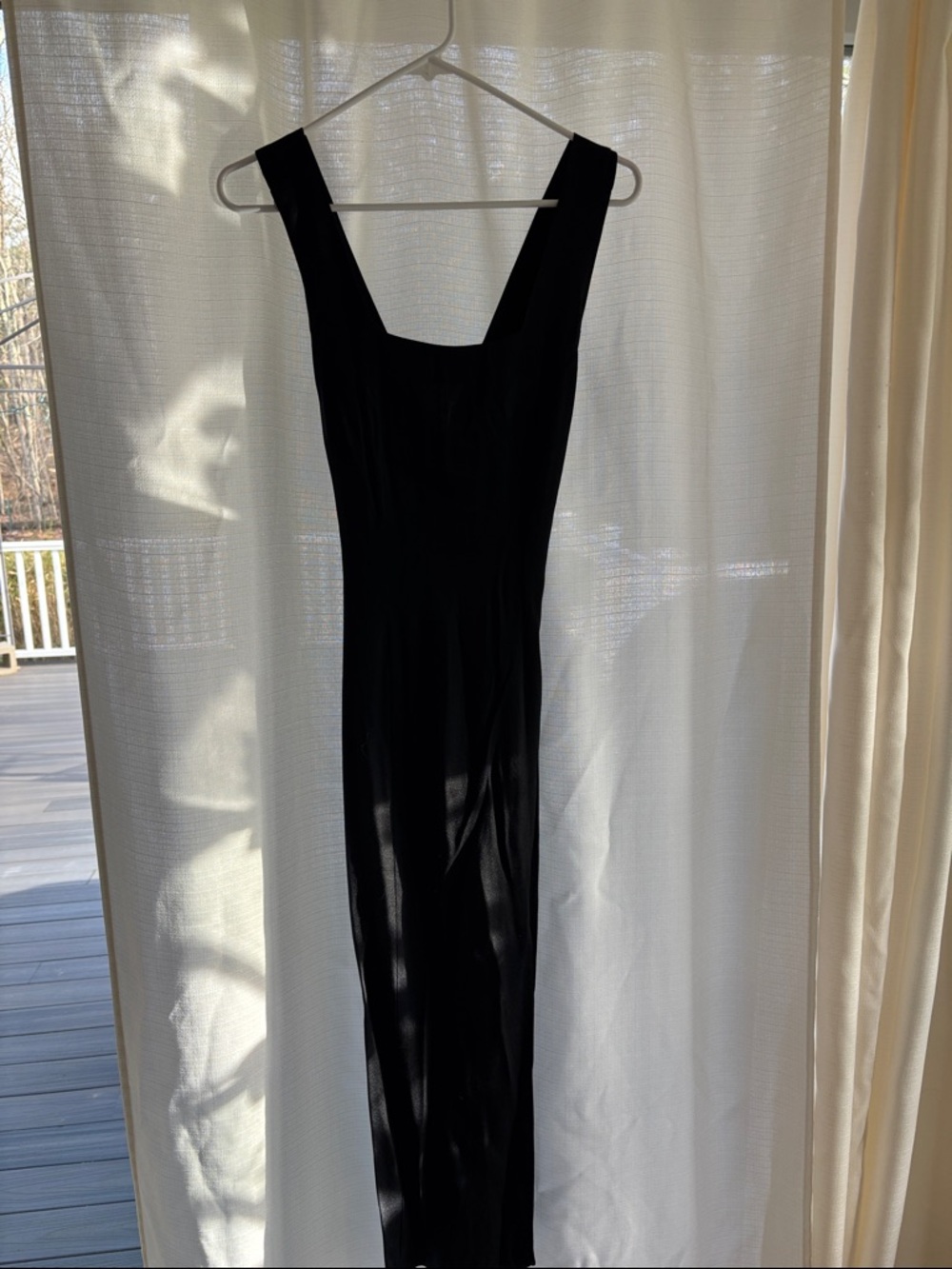 Black Sleeveless Square-Neck Maxi Dress